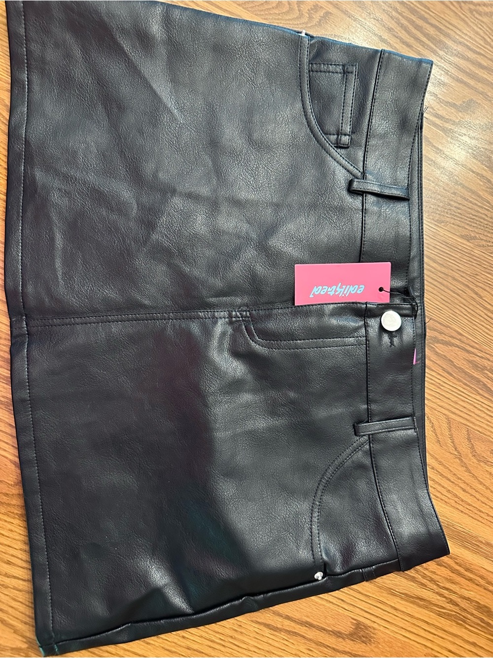 Edikted Black Faux Leather Mini Skirt